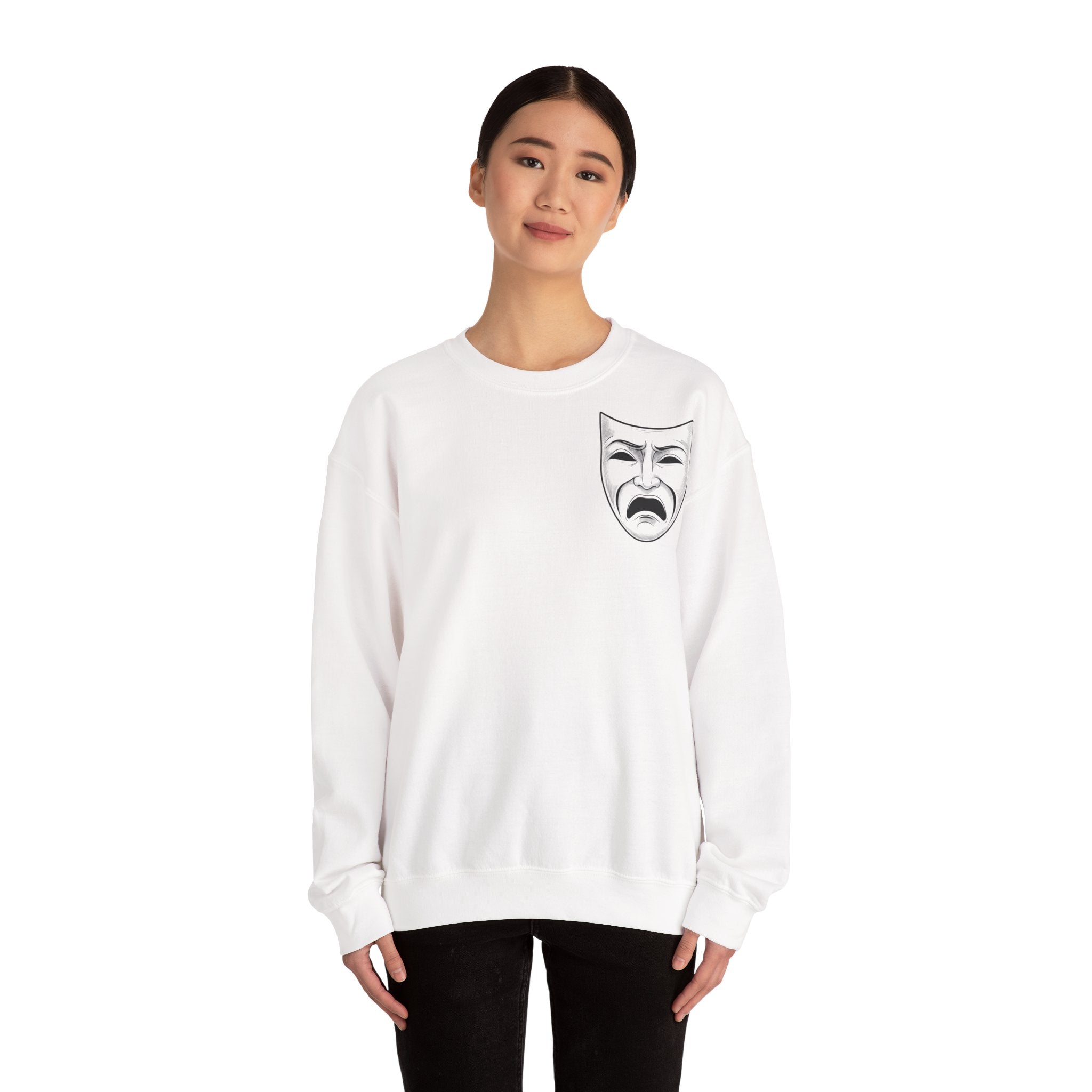Melancholic Theater Sweatshirt - Unisex Heavy Blend™, Artistic Gift for Drama Lovers, Cozy Performance Apparel, Unique Costume, [...]