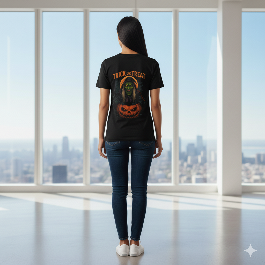 Halloween Graphic Tee, Unisex Softstyle T-Shirt, Trick or Treat Shirt, Spooky Costume, Fall Fashion, Pumpkin Print Top