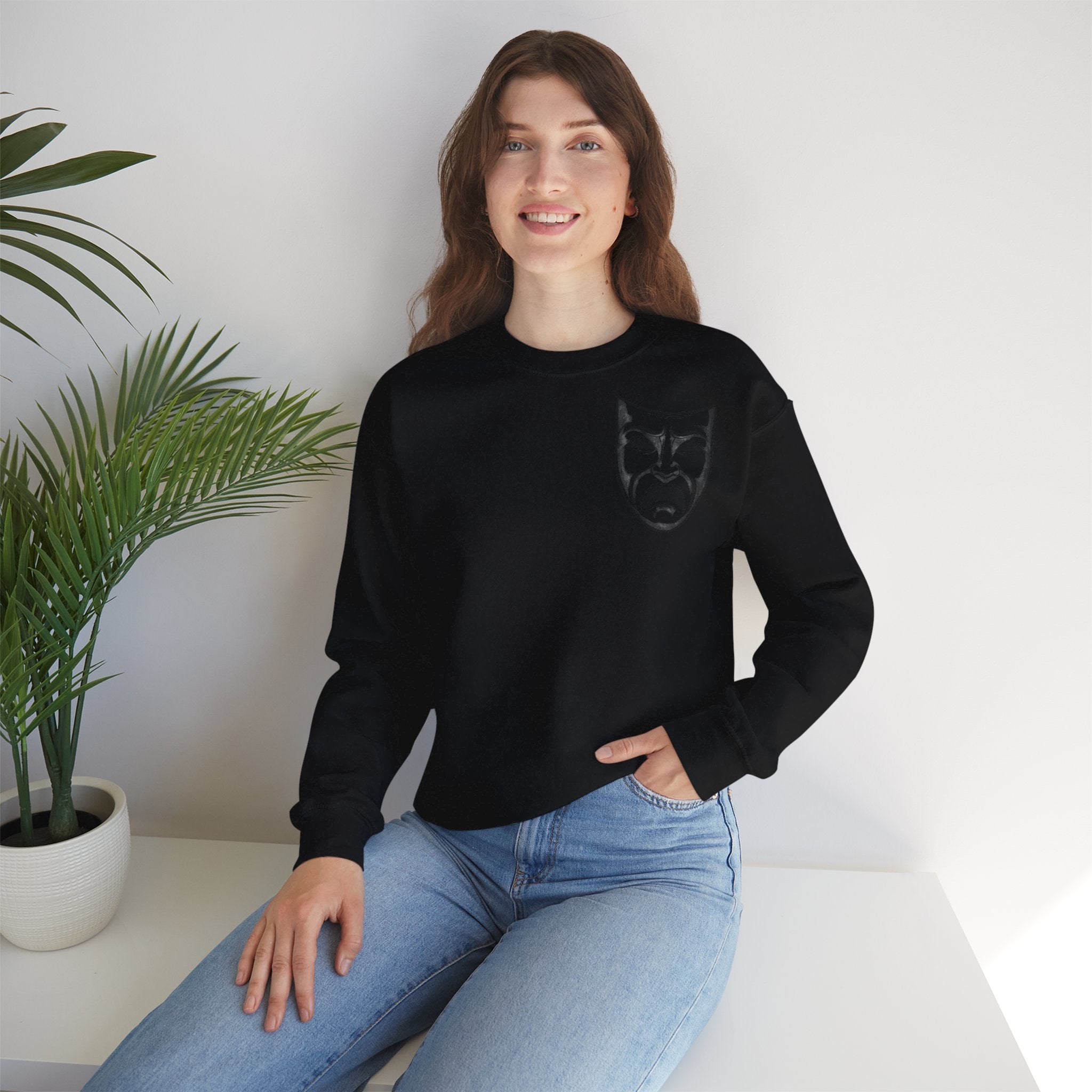 Melancholic Theater Sweatshirt - Unisex Heavy Blend™, Artistic Gift for Drama Lovers, Cozy Performance Apparel, Unique Costume, [...]